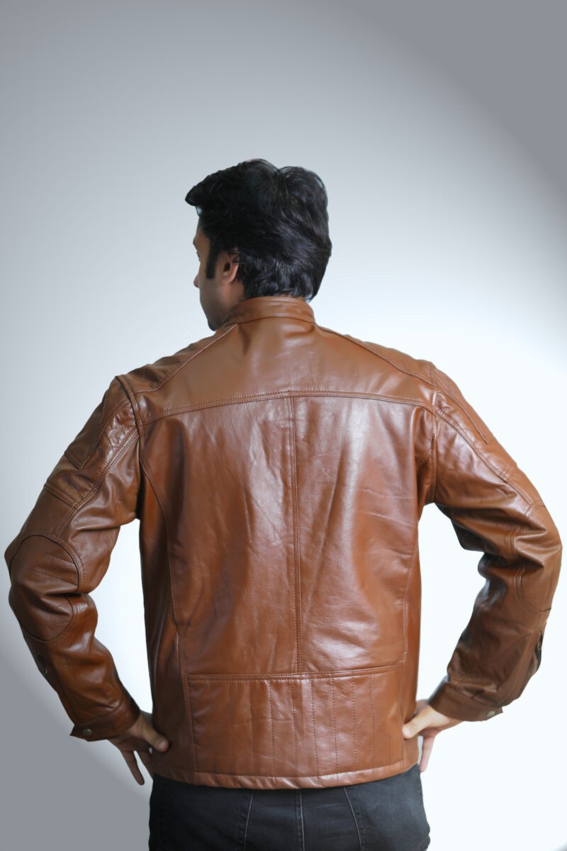 Cow Leather Sporty Light Brown Leather Jacket 2