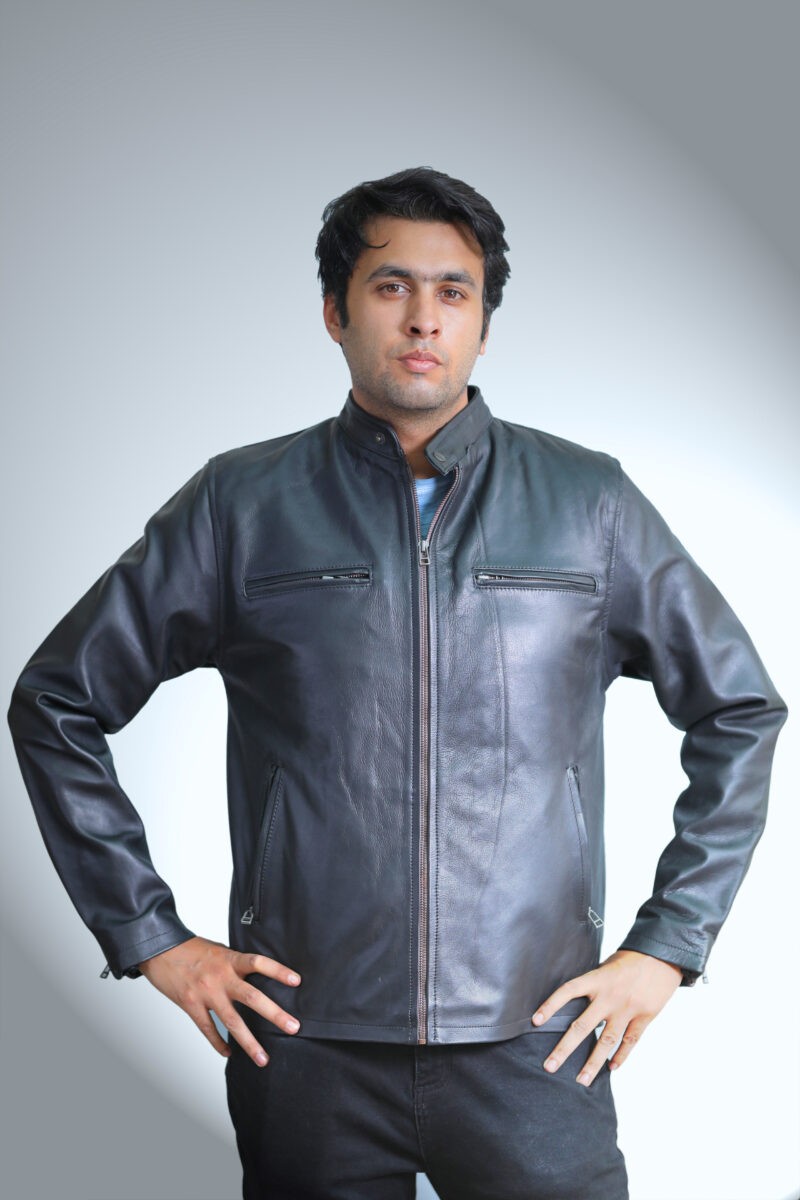 Casual Black Cow Leather Jacket 1