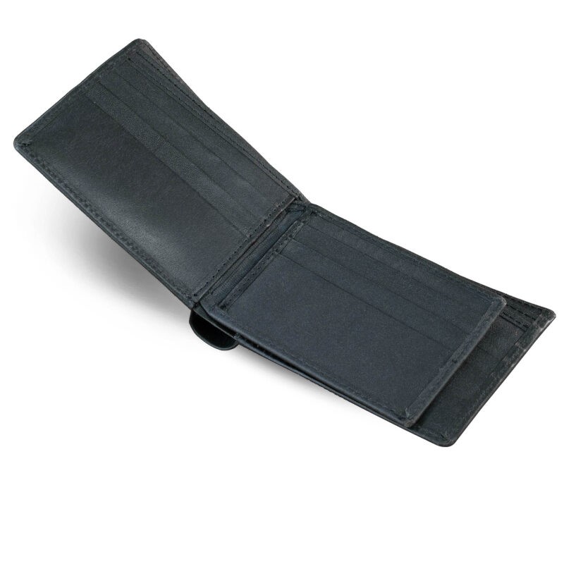 Center Flap Black Cow Leather Wallet 4