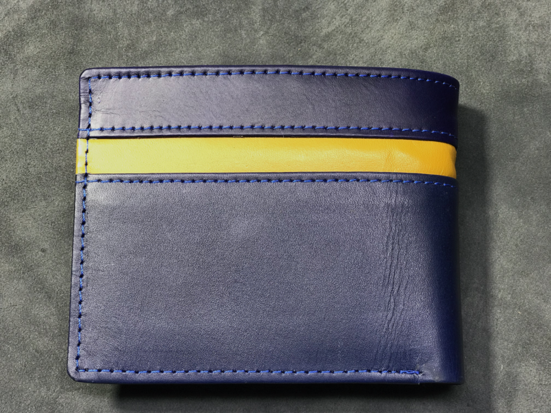 Bi Fold Blue Leather Wallet