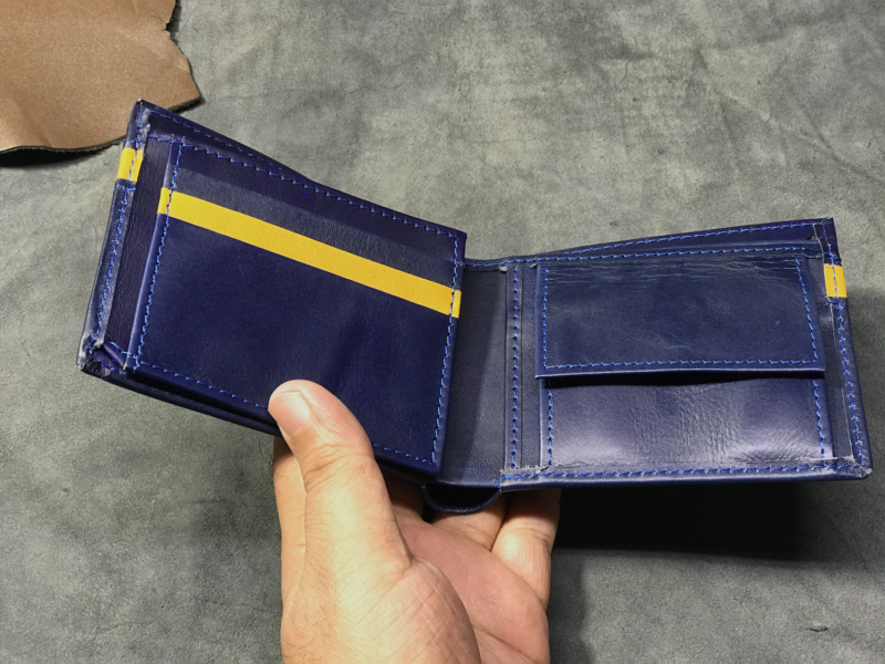 Bi Fold Blue Leather Wallet 1