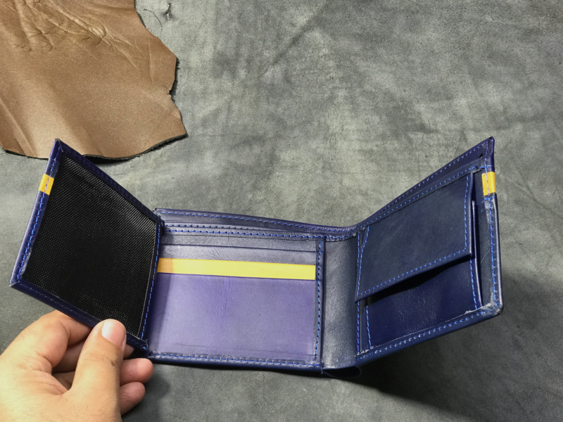 Bi Fold Blue Leather Wallet 2
