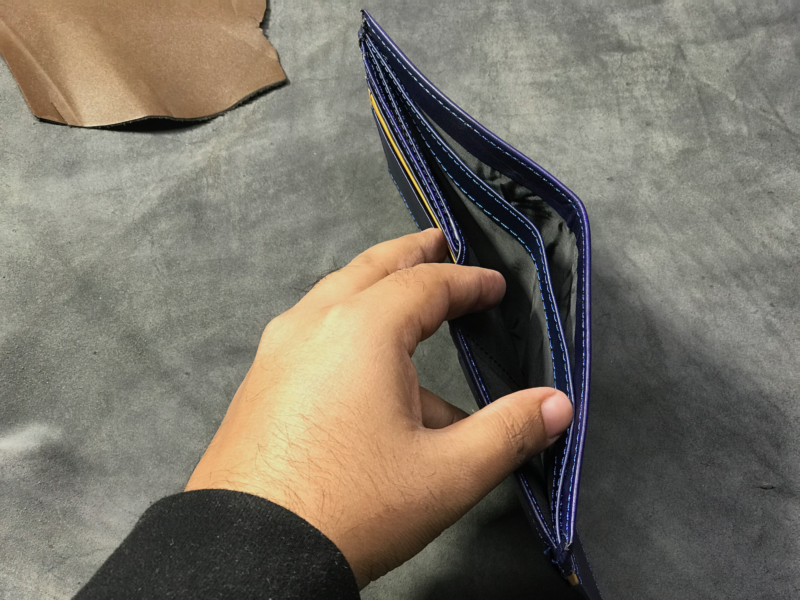 Bi Fold Blue Leather Wallet 3