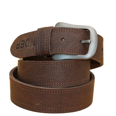 Brown belt with grey buckle