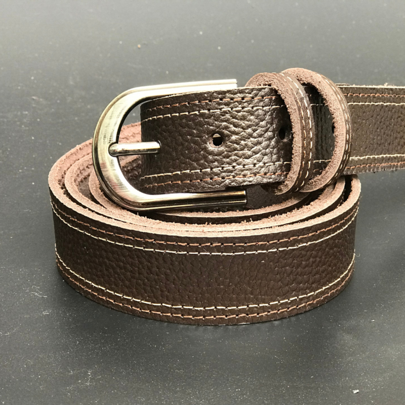 Brown dual stitched - slim and narrow formal belt – Mender Leather Factory