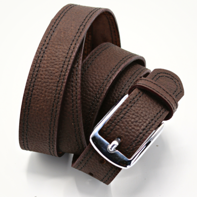 Leather belt in wooden brown colour