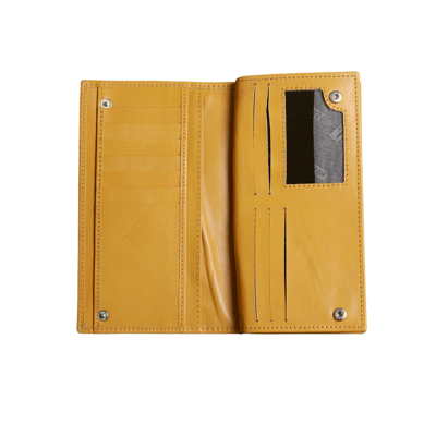 yellow clutch handbag inside