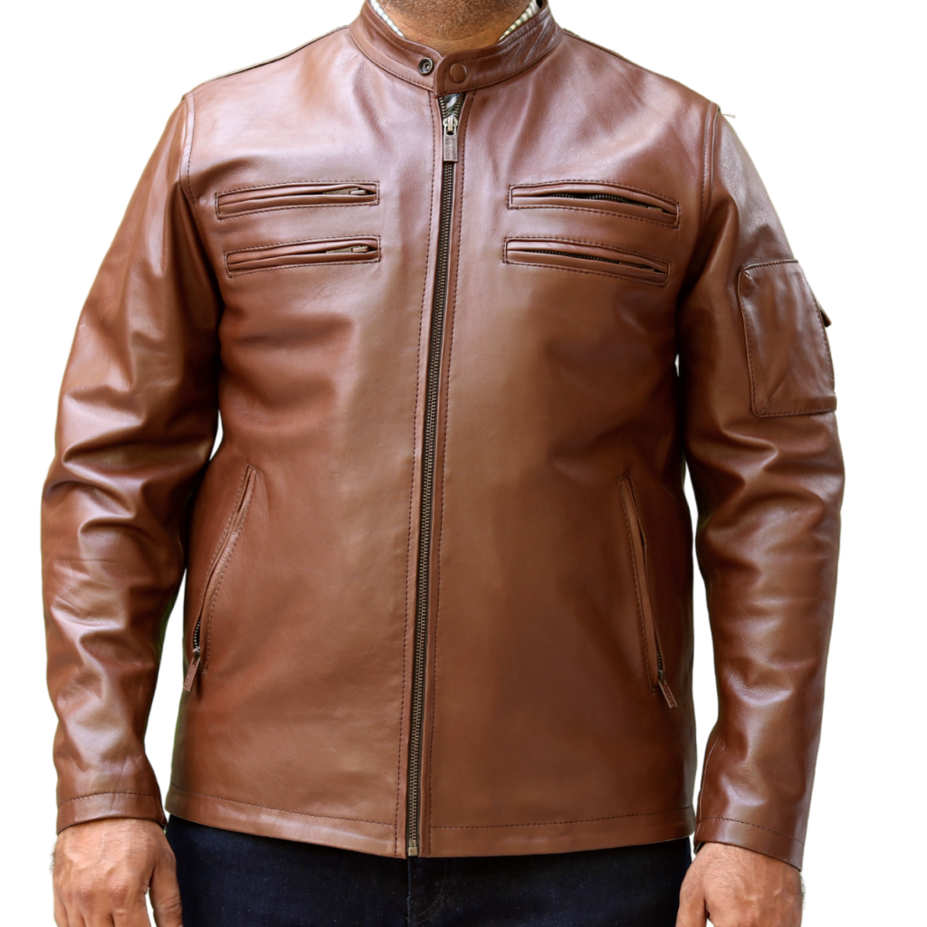Plain Brown Leather Jacket - 2ZF-GCI-GB – Mender Leather Factory