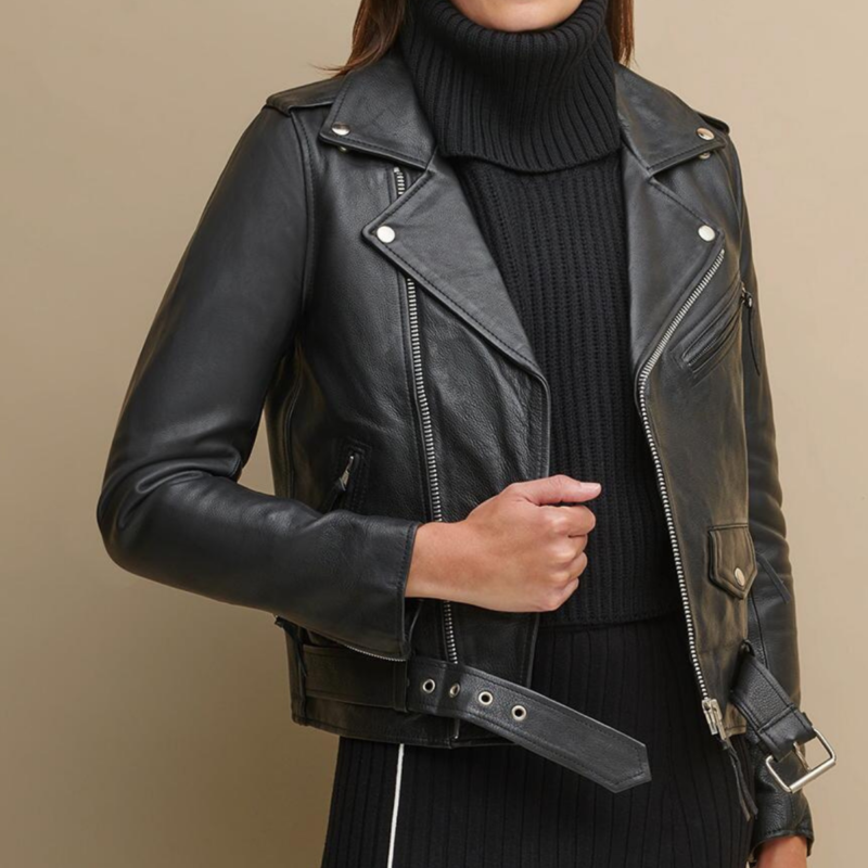 Ladies Leather Biker Jacket Black: Perfecto-mncb.edu.vn