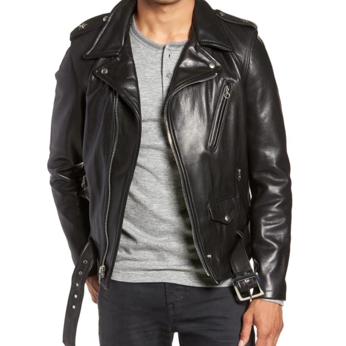 Furry Biker Jacket in Black – Mender Leather Factory