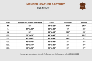 Leather JAcket Size Chart