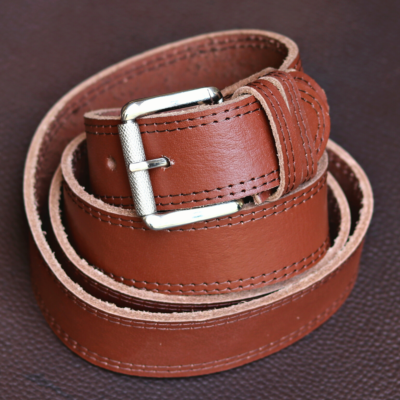 double stitch brown belt