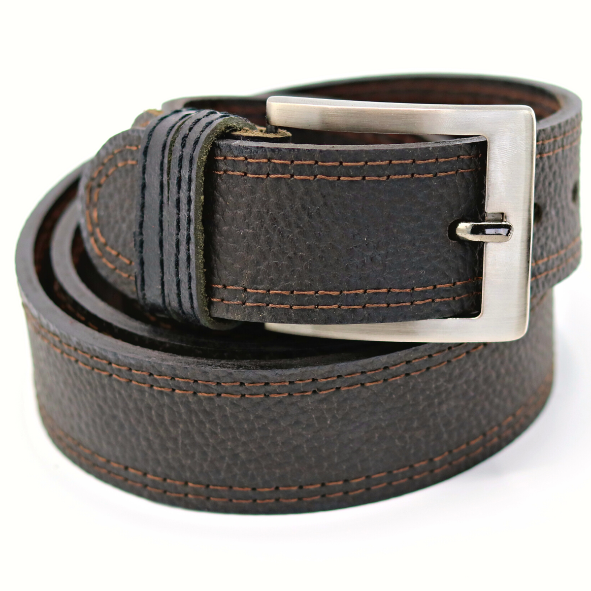 Grey Black - Men Leather Belt in Real Leather - Stitched – Mender ...