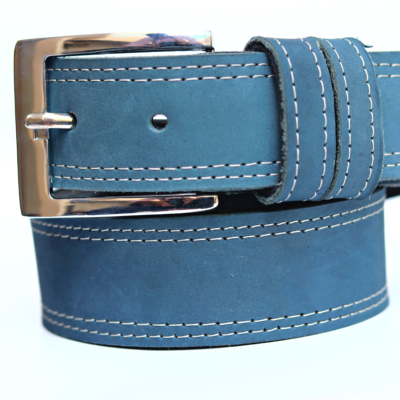 suede blue leather belt