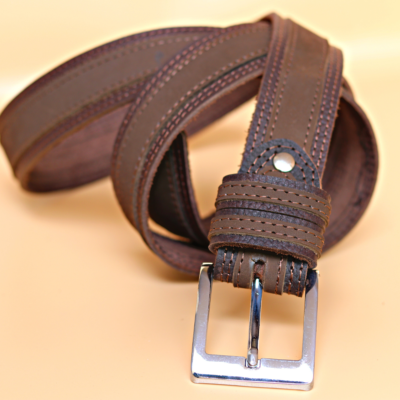 real leather brown belt