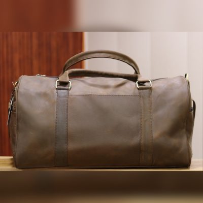Vintage Brown Crazy Horse Leather Duffle Bag Mender Leather